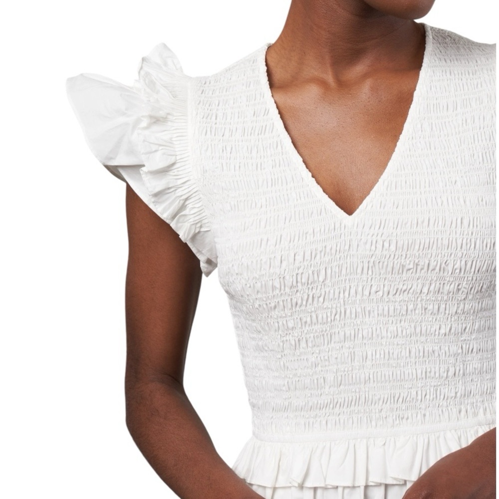 Sea New York phoebe cotton flutter sleeve white dress - Picture 3 of 7